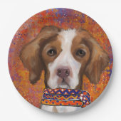 Brittany Spaniel Pappteller (Vorderseite)