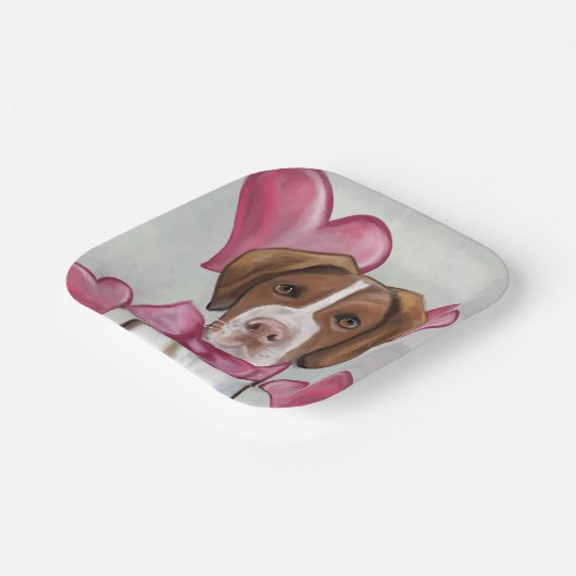 Brittany Spaniel Pappteller (Gewinkelt)