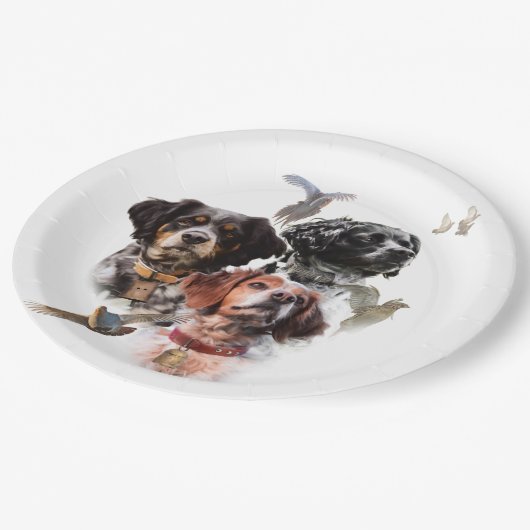 Brittany Spaniel Pappteller (Schrägansicht)