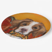 Brittany Spaniel Pappteller (Schrägansicht)