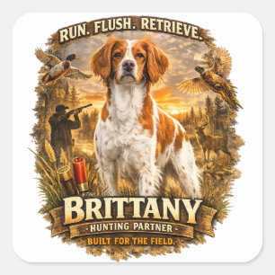 Brittany Spaniel Quadratischer Aufkleber