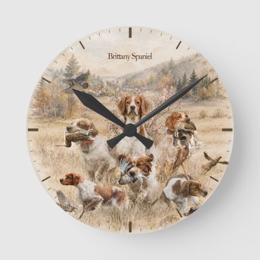 Brittany Spaniel  Runde Wanduhr (Vorderseite)