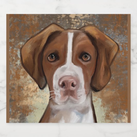 Brittany Spaniel Schaumweinetikett (Einzelnes Label)