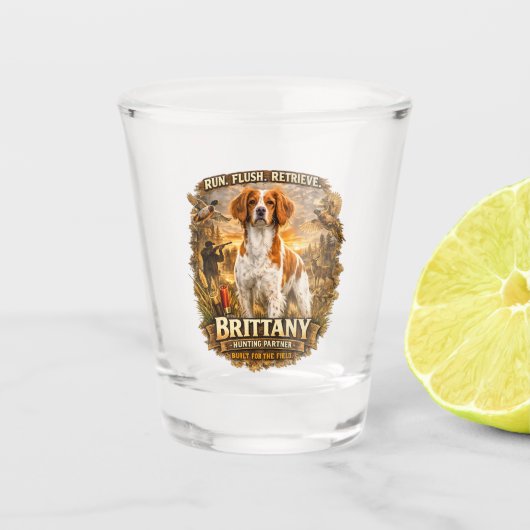Brittany Spaniel Schnapsglas (Vorderseite)