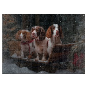 Brittany Spaniel Schnee-Schlitten-Weihnachtsdekora Schneidebrett