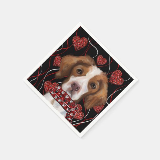 Brittany Spaniel Serviette (Ecke)