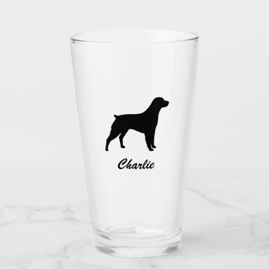 Brittany Spaniel Silhouette Personalisiert Glas (Vorderseite)