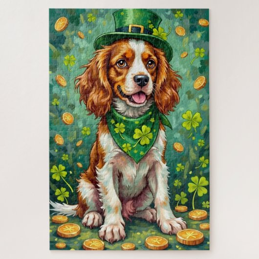 Brittany Spaniel St. Patrick’s Day Glückshund Puzzle (Vertikal)