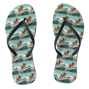 Brittany Spaniel Strand Surfen Malerei Badesandalen
