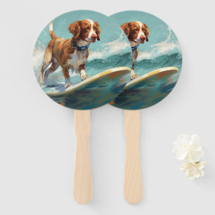 Brittany Spaniel Strand Surfen Malerei Fächer