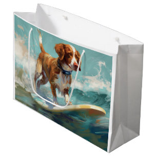 Brittany Spaniel Strand Surfen Malerei Große Geschenktüte