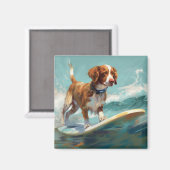 Brittany Spaniel Strand Surfen Malerei Magnet (Vorderseite/Rückseite)