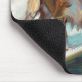 Brittany Spaniel Strand Surfen Malerei Mousepad (Ecke)