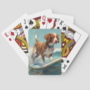Brittany Spaniel Strand Surfen Malerei Spielkarten