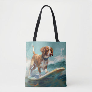 Brittany Spaniel Strand Surfen Malerei Tasche