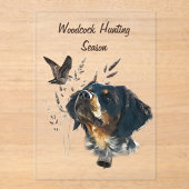 Brittany Spaniel und Waldschnepfe Acryleinladungen (Vorderseite)