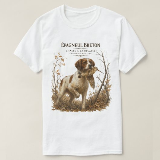 Brittany Spaniel und Waldschnepfe T-Shirt (Design vorne)