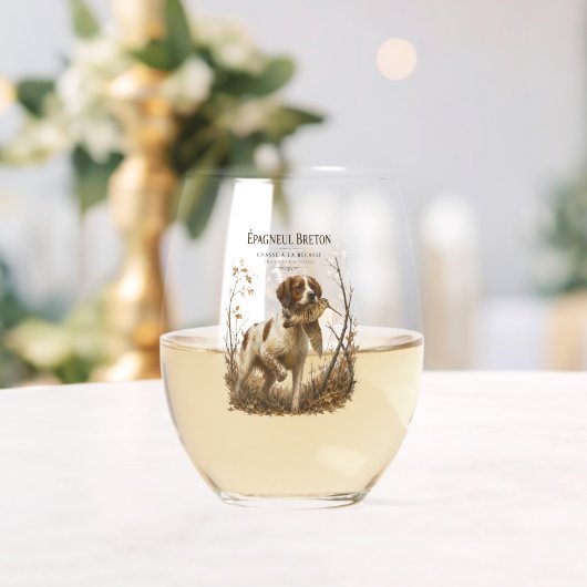 Brittany Spaniel und Waldschnepfe Weinglas Ohne Stiel (Insitu (Hochzeit))