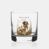 Brittany Spaniel und Waldschnepfe Whiskyglas (Rückseite)