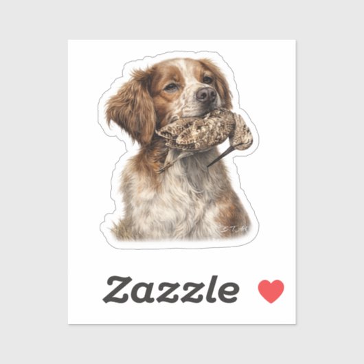 Brittany Spaniel & Waldschnepfenjagd Aufkleber (Blatt)