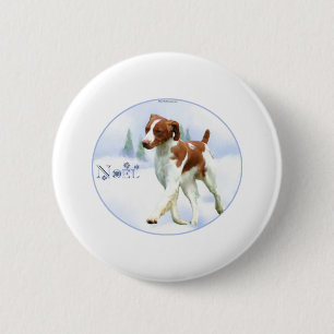 Brittany Spaniel Weihnachten Button