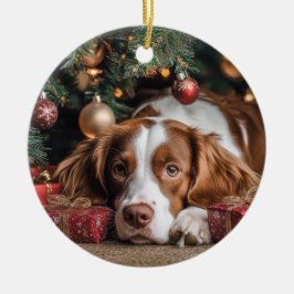 Brittany Spaniel Weihnachten Keramik Ornament