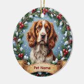 Brittany Spaniel Weihnachten Keramik Ornament (Links)