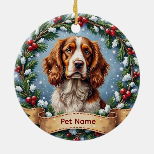 Brittany Spaniel Weihnachten Keramik Ornament (Hinten)