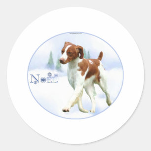 Brittany Spaniel Weihnachten Runder Aufkleber