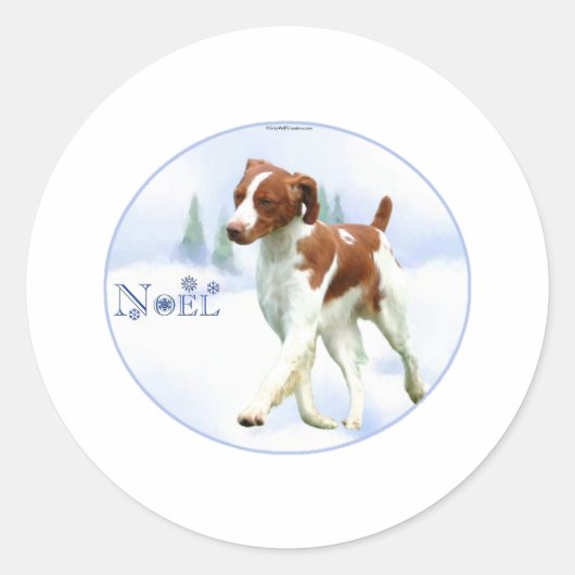 Brittany Spaniel Weihnachten Runder Aufkleber (Vorderseite)