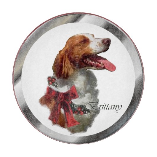 Brittany Spaniel Weihnachten Schneidebrett (Vorderseite)