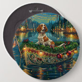 Brittany Spaniel Weihnachtliche Reise Button (Vorne & Hinten)