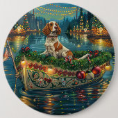 Brittany Spaniel Weihnachtliche Reise Button (Vorderseite)
