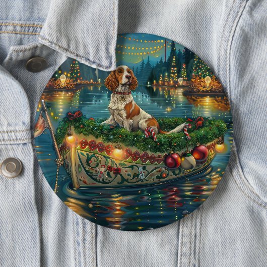 Brittany Spaniel Weihnachtliche Reise Button (Beispiel)