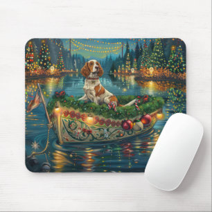 Brittany Spaniel Weihnachtliche Reise Mousepad