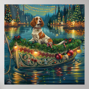 Brittany Spaniel Weihnachtliche Reise Poster