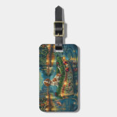 Brittany Spaniel Weihnachts Feierliche Reise Gepäckanhänger (Vorderseite vertikal)