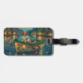 Brittany Spaniel Weihnachts Feierliche Reise Gepäckanhänger (Rückseite horizontal)