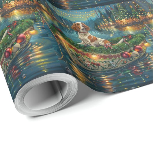 Brittany Spaniel Weihnachts Feierliche Reise Geschenkpapier (Rolleneckpunkt)