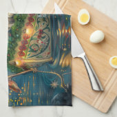 Brittany Spaniel Weihnachts Feierliche Reise Geschirrtuch (Viertel Falte)