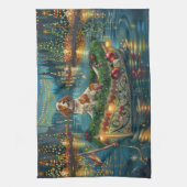 Brittany Spaniel Weihnachts Feierliche Reise Geschirrtuch (Vertikal)