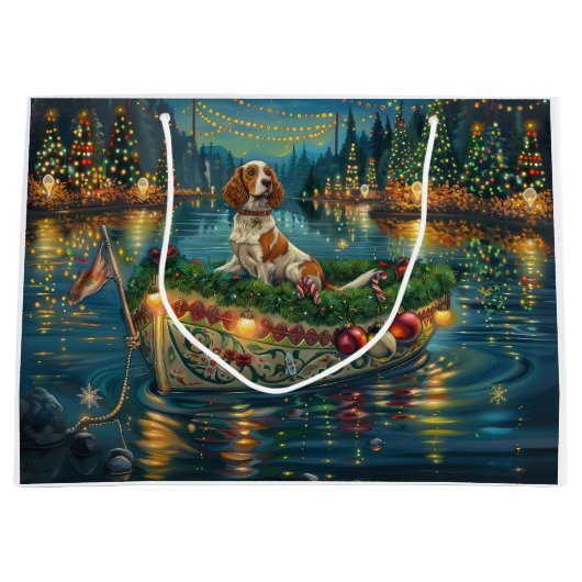 Brittany Spaniel Weihnachts Feierliche Reise Große Geschenktüte (Vorderseite)