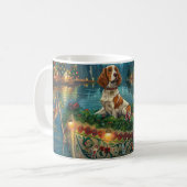 Brittany Spaniel Weihnachts Feierliche Reise Kaffeetasse (Vorderseite Links)
