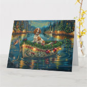 Brittany Spaniel Weihnachts Feierliche Reise Karte (Gelbe Blume)