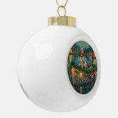 Brittany Spaniel Weihnachts Feierliche Reise Keramik Kugel-Ornament (Links)