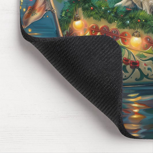 Brittany Spaniel Weihnachts Feierliche Reise Mousepad (Ecke)