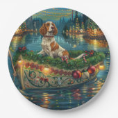Brittany Spaniel Weihnachts Feierliche Reise Pappteller (Vorderseite)