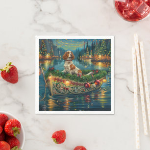 Brittany Spaniel Weihnachts Feierliche Reise Serviette