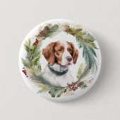 Brittany Spaniel Weihnachtsfeiertag Festliche Jung Button (Vorderseite)