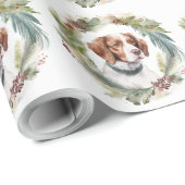 Brittany Spaniel Weihnachtsfeiertag Festliche Jung Geschenkpapier (Rolleneckpunkt)